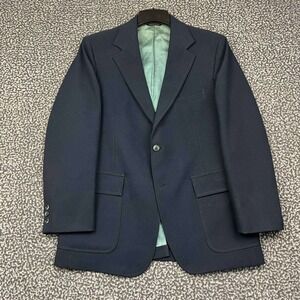 Vintage Joe Namath Harris & Frank Men Navy Blue 2 Button Blazer Sport Coat